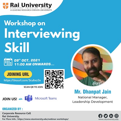 Workshop on “Interviewing Skills”on 9<sup>th </sup>October 2021