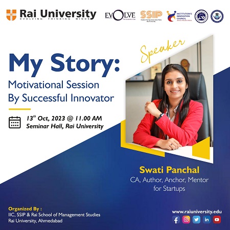 My Story-Motivational session by successful innovator on 13<sup>th</sup> Oct, 2023