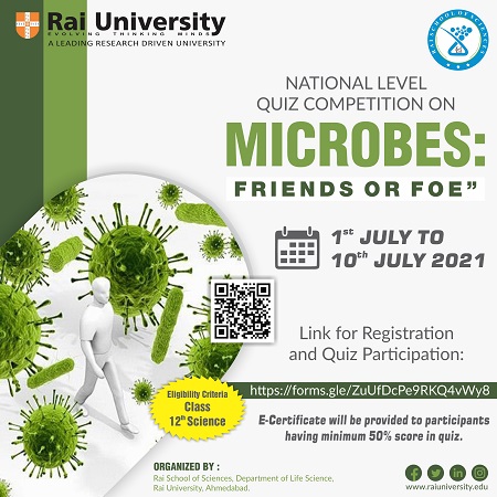 National level Quiz competition “ MICROBES: FRIENDS OR FOE” on 1<sup>st</sup> to 10<sup>th</sup> July 2021