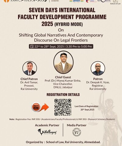 SEVEN DAYS INTERNATIONAL FACULTY DEVELOPMENT PROGRAMME 2025 (HYBRID MODE) on 22 – 28<sup>th</sup> Sep, 2025